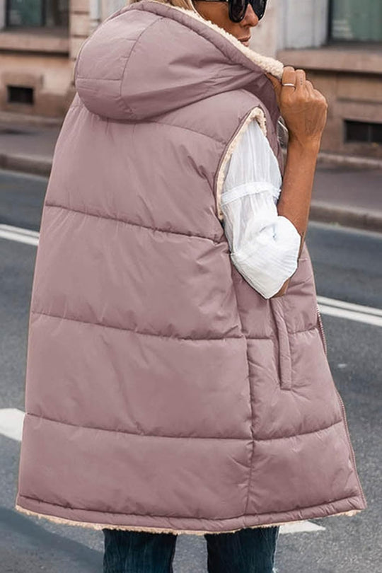 Kayleigh – Long Hooded Puffer Vest for Women