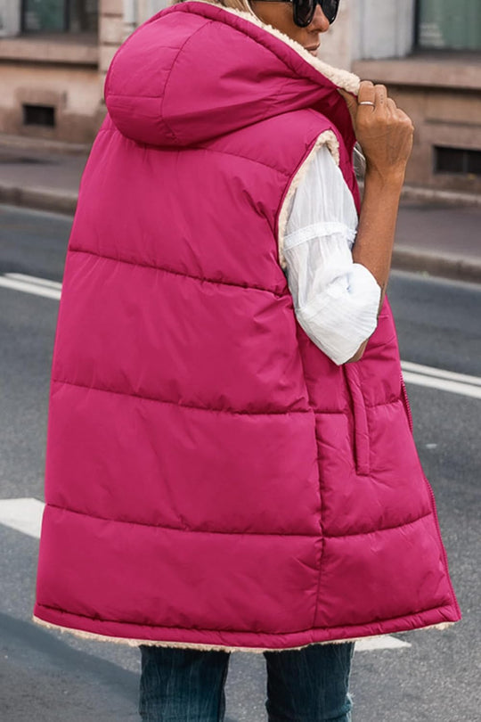 Kayleigh – Long Hooded Puffer Vest for Women