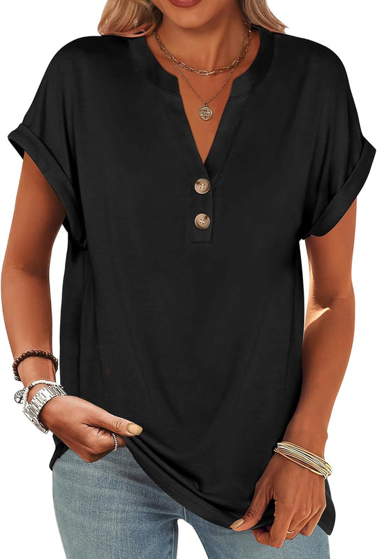 Tasha – Button-Down V-Neck Casual Top for Women