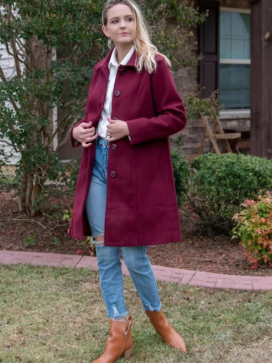 Miranda – Classic Long Wool-Blend Coat for Women