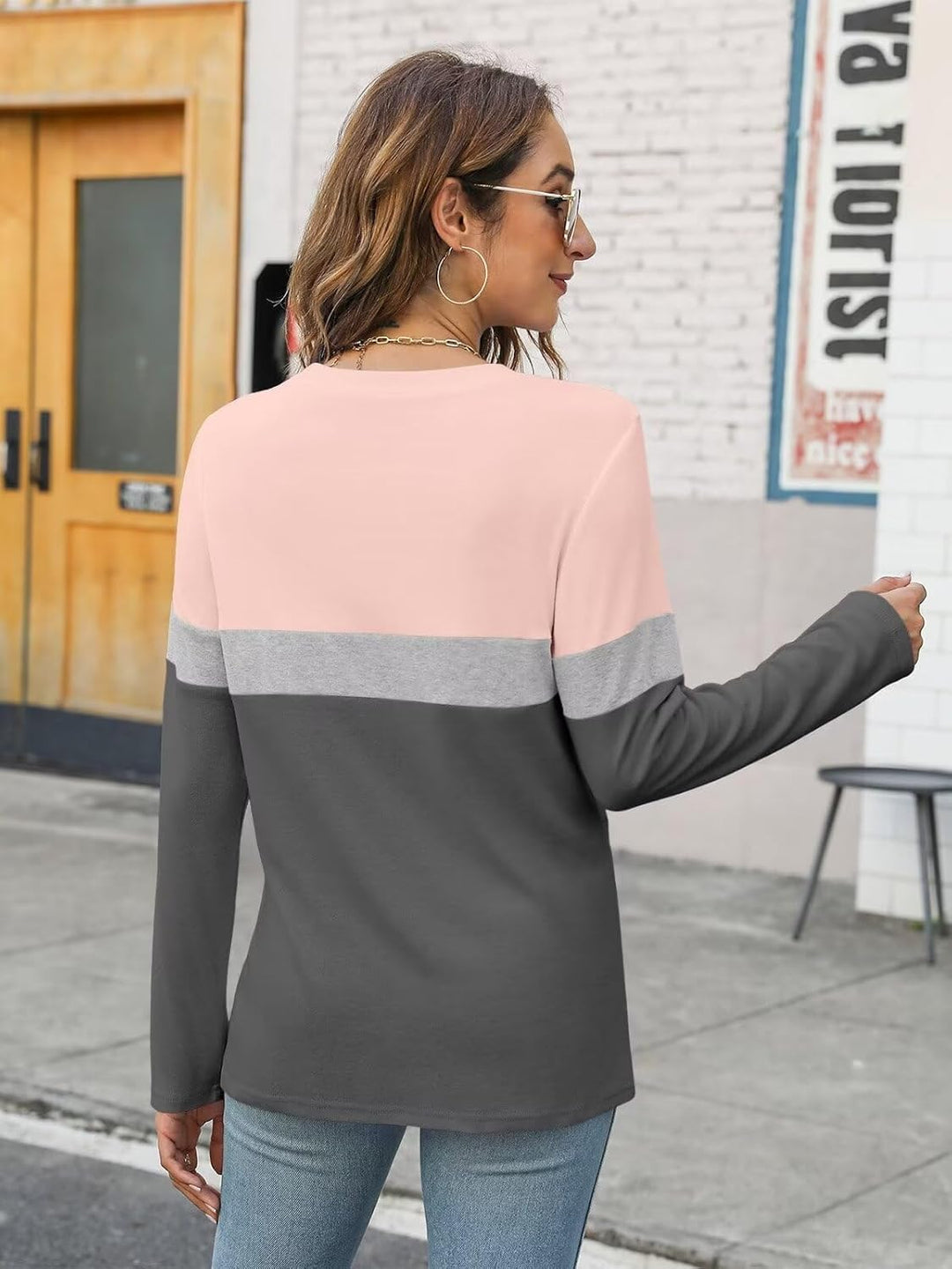 Adelle – Color Block Long-Sleeve Top for Women
