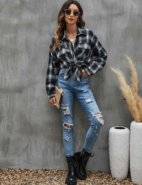 Taryn – Casual Plaid Button-Up Shirt for Women