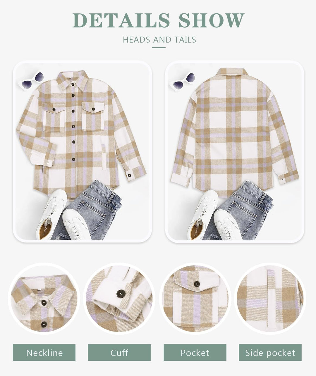 Izzie – Oversized Plaid Button-Up Shacket for Women