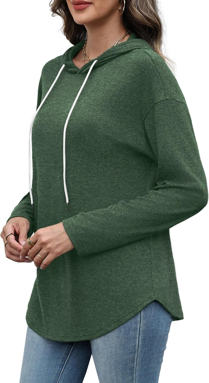 Sara – Cozy Plaid & Solid Print Hoodie Top for Women