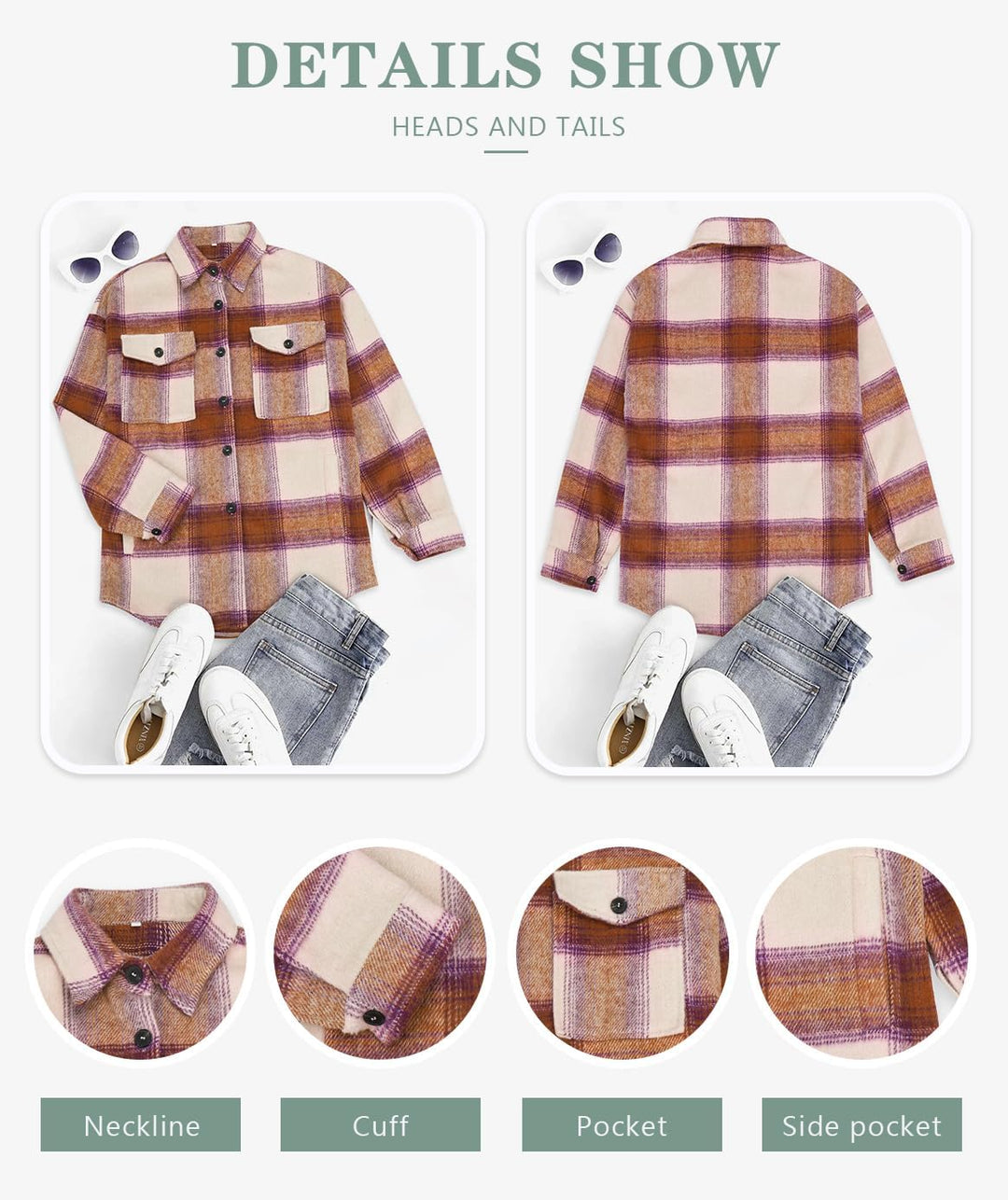 Izzie – Oversized Plaid Button-Up Shacket for Women