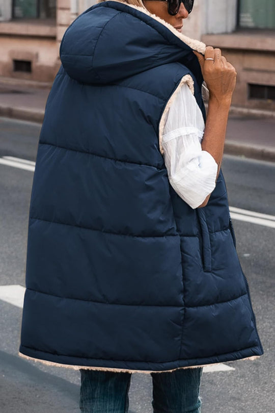 Kayleigh – Long Hooded Puffer Vest for Women