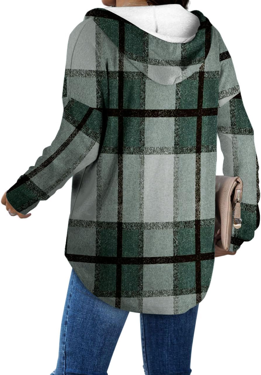 Addie – Plaid Hoodie Long-Sleeve Top for Women