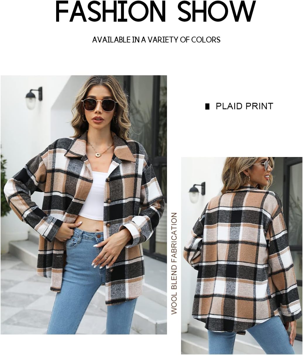 Izzie – Oversized Plaid Button-Up Shacket for Women