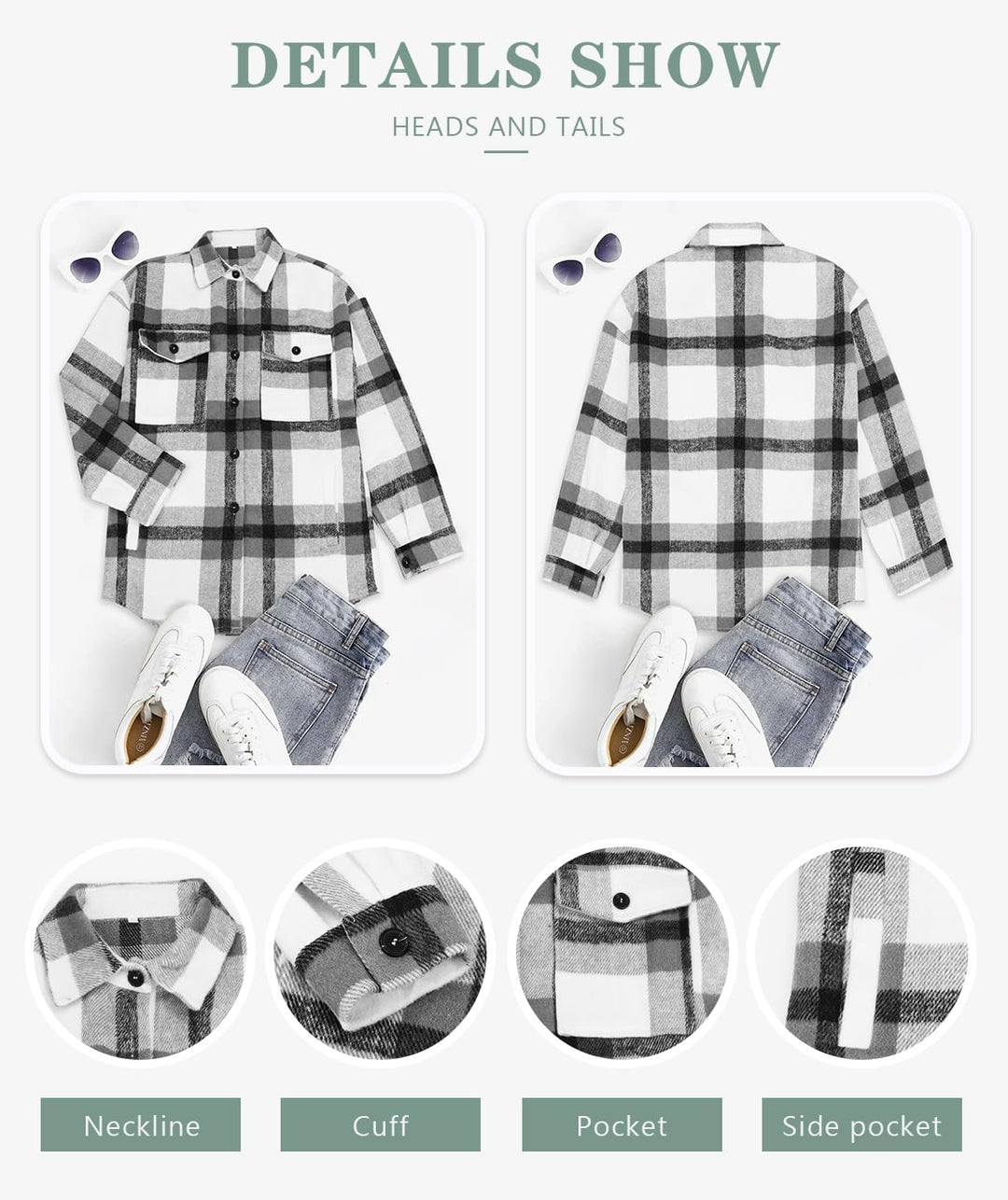 Izzie – Oversized Plaid Button-Up Shacket for Women
