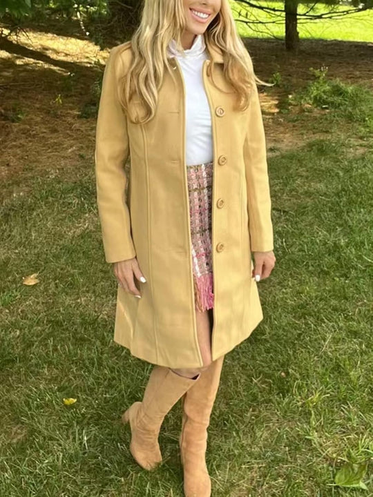 Miranda – Classic Long Wool-Blend Coat for Women