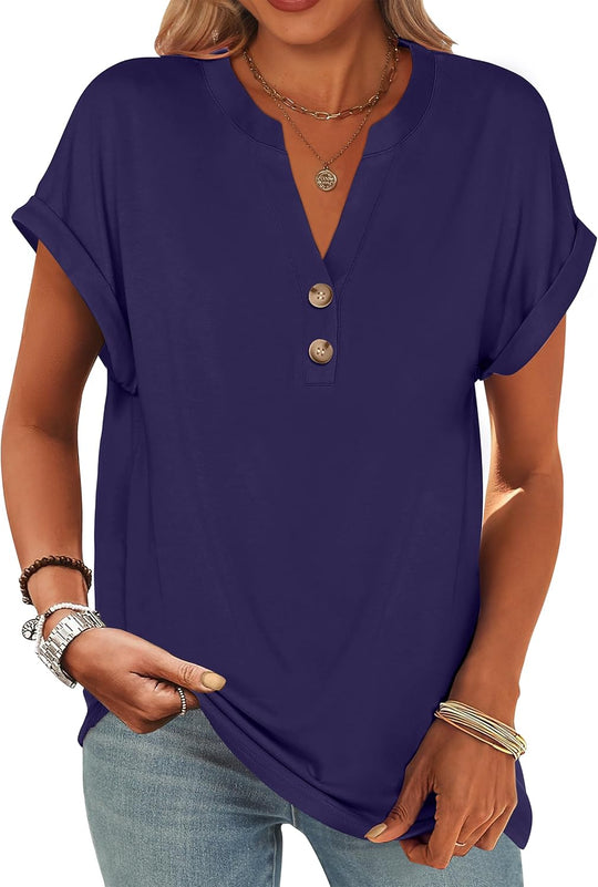 Tasha – Button-Down V-Neck Casual Top for Women