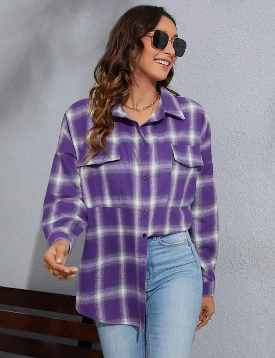 Taryn – Casual Plaid Button-Up Shirt for Women