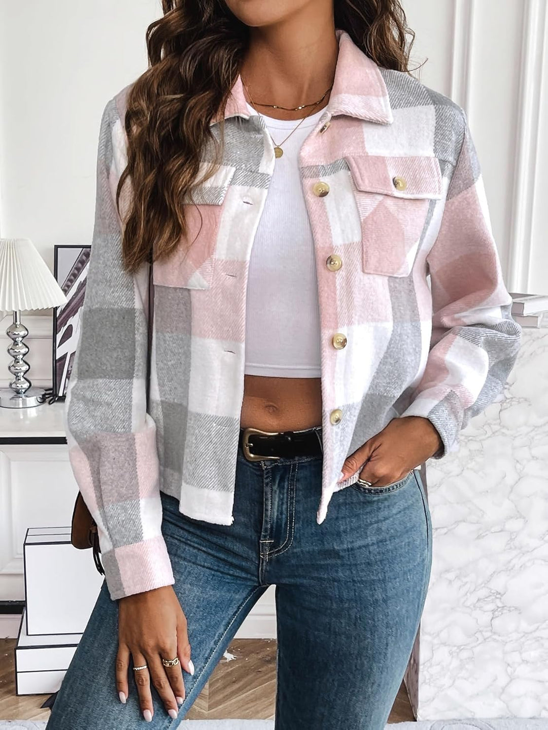 Danica – Plaid Button-Up Shacket for Women