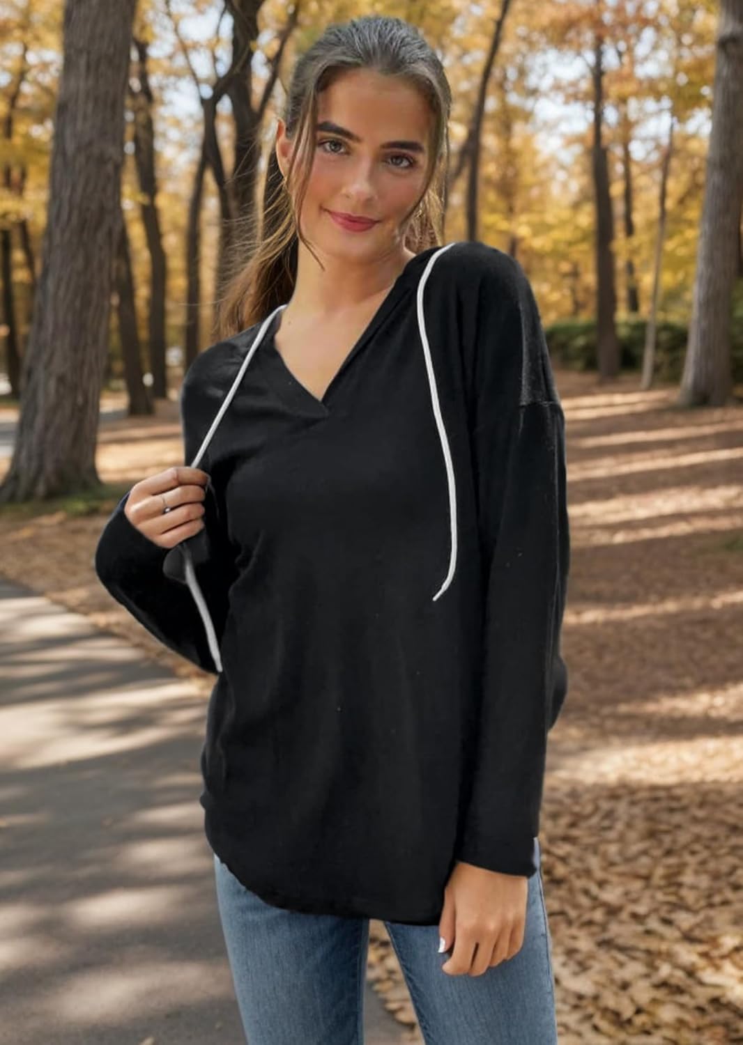 Addie – Plaid Hoodie Long-Sleeve Top for Women