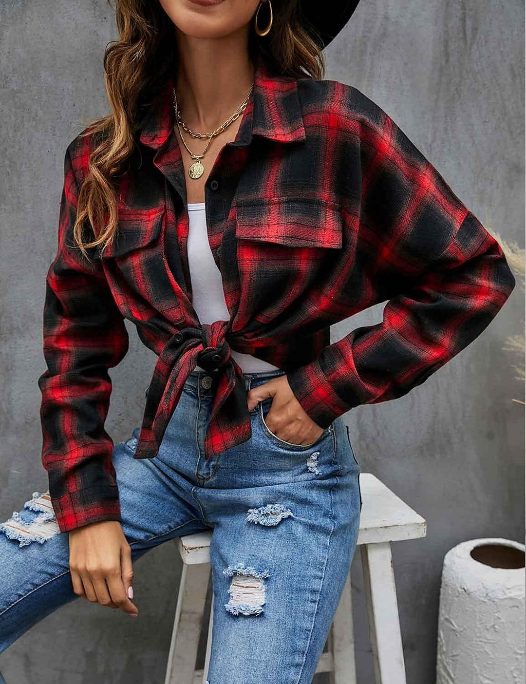Taryn – Casual Plaid Button-Up Shirt for Women