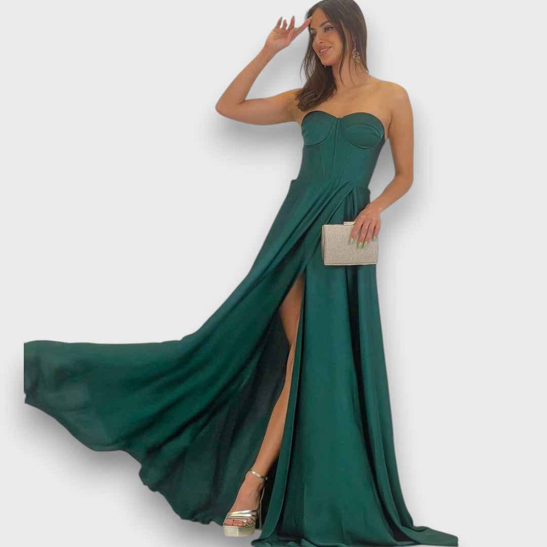 Victoria – Long Dress with Back Lacing and Slit