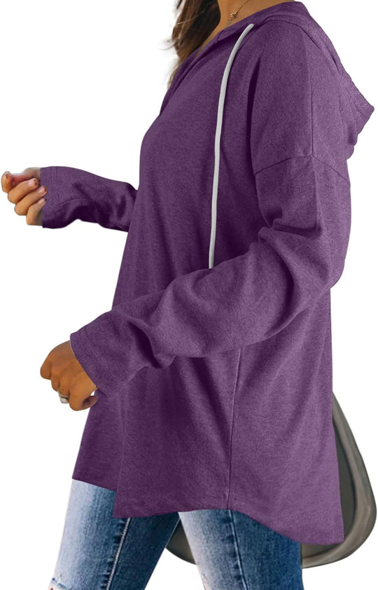 Addie – Plaid Hoodie Long-Sleeve Top for Women