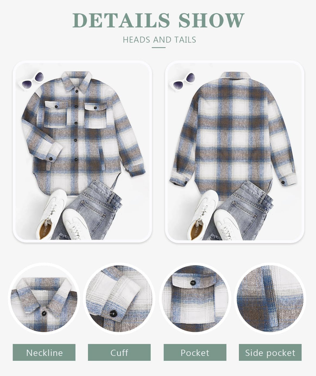 Izzie – Oversized Plaid Button-Up Shacket for Women