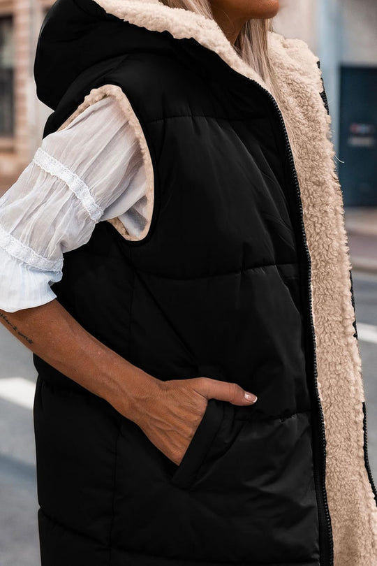 Kayleigh – Long Hooded Puffer Vest for Women