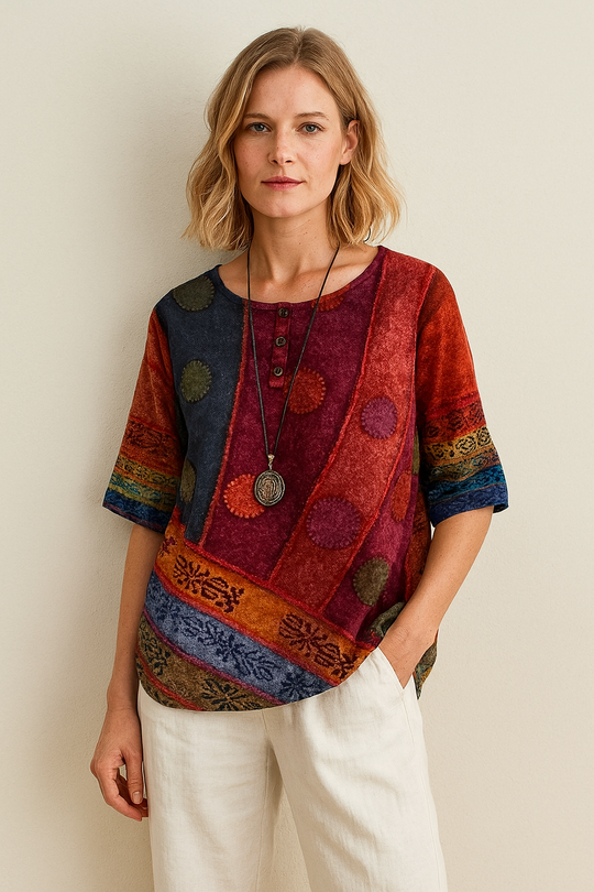 Ashanti – Boho Patchwork Tunic Top for Women