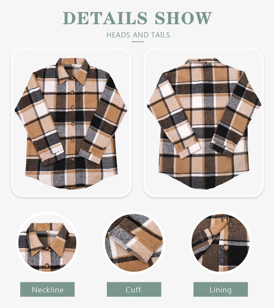 Izzie – Oversized Plaid Button-Up Shacket for Women