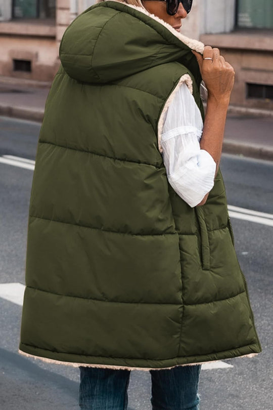 Kayleigh – Long Hooded Puffer Vest for Women
