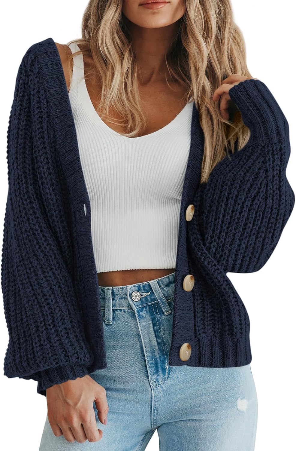 Chyler – Chunky Knit Button-Up Cardigan for Women