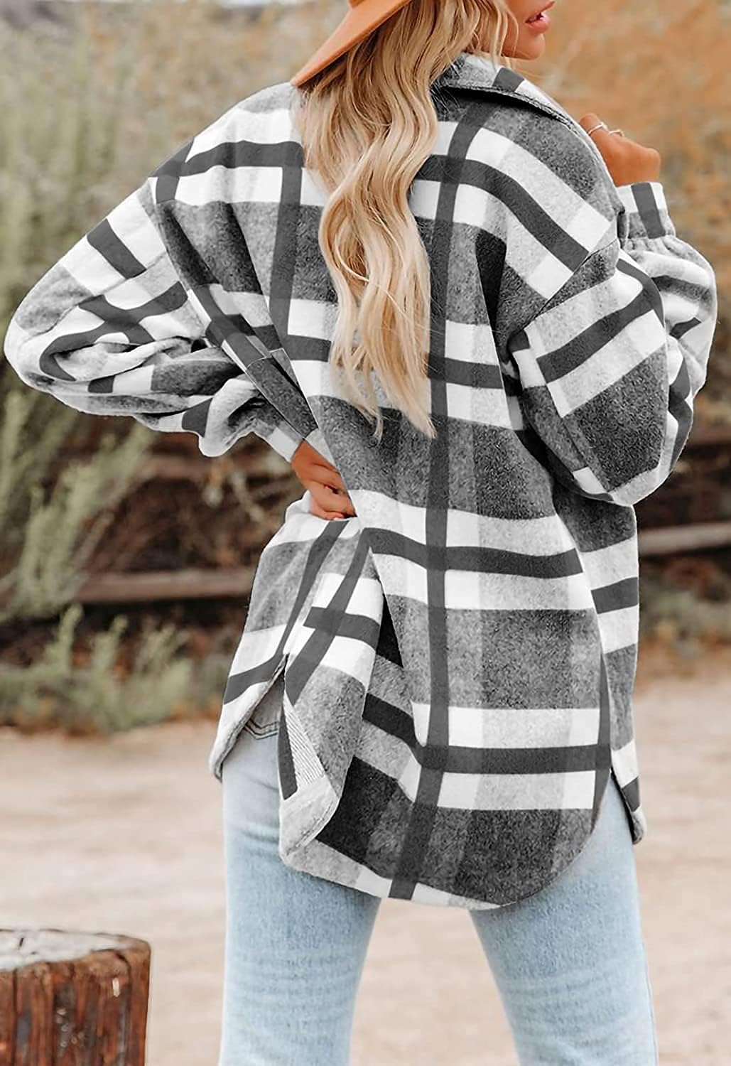 Izzie – Oversized Plaid Button-Up Shacket for Women