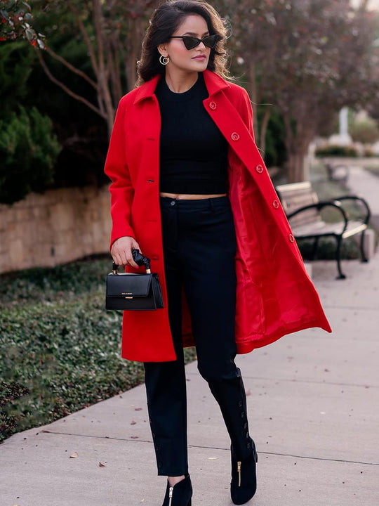 Miranda – Classic Long Wool-Blend Coat for Women