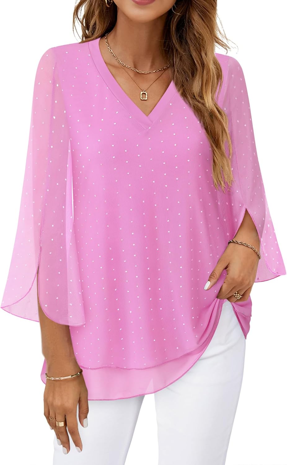 Justitia – Flowy 3/4 Sleeve Chiffon Blouse for Women