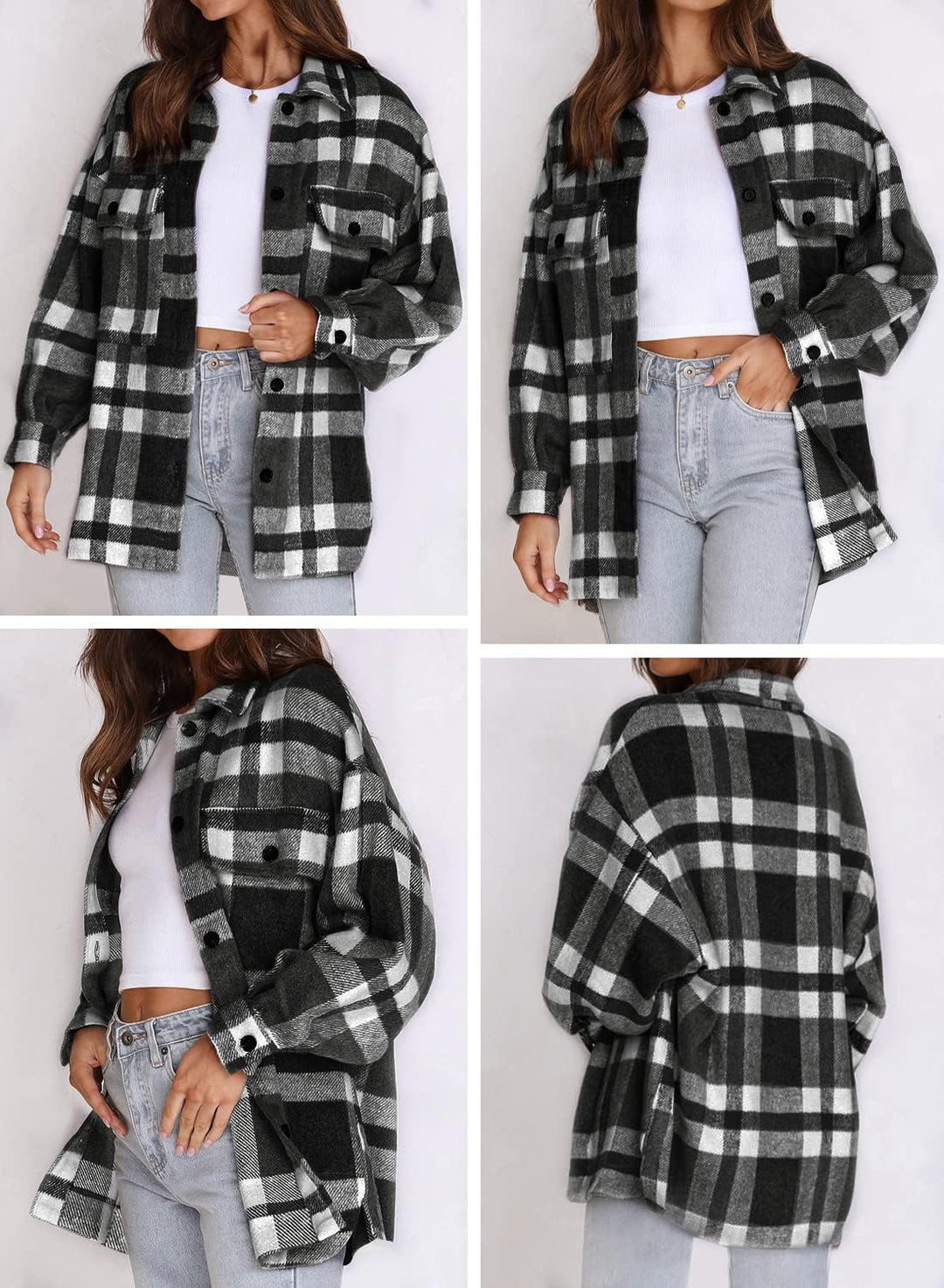 Izzie – Oversized Plaid Button-Up Shacket for Women