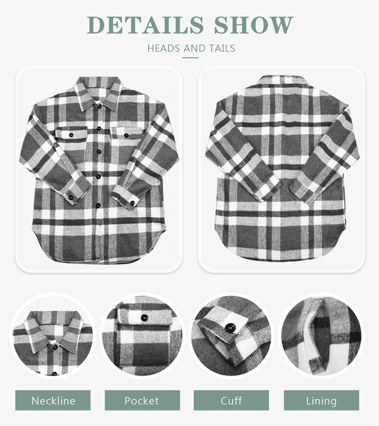 Izzie – Oversized Plaid Button-Up Shacket for Women