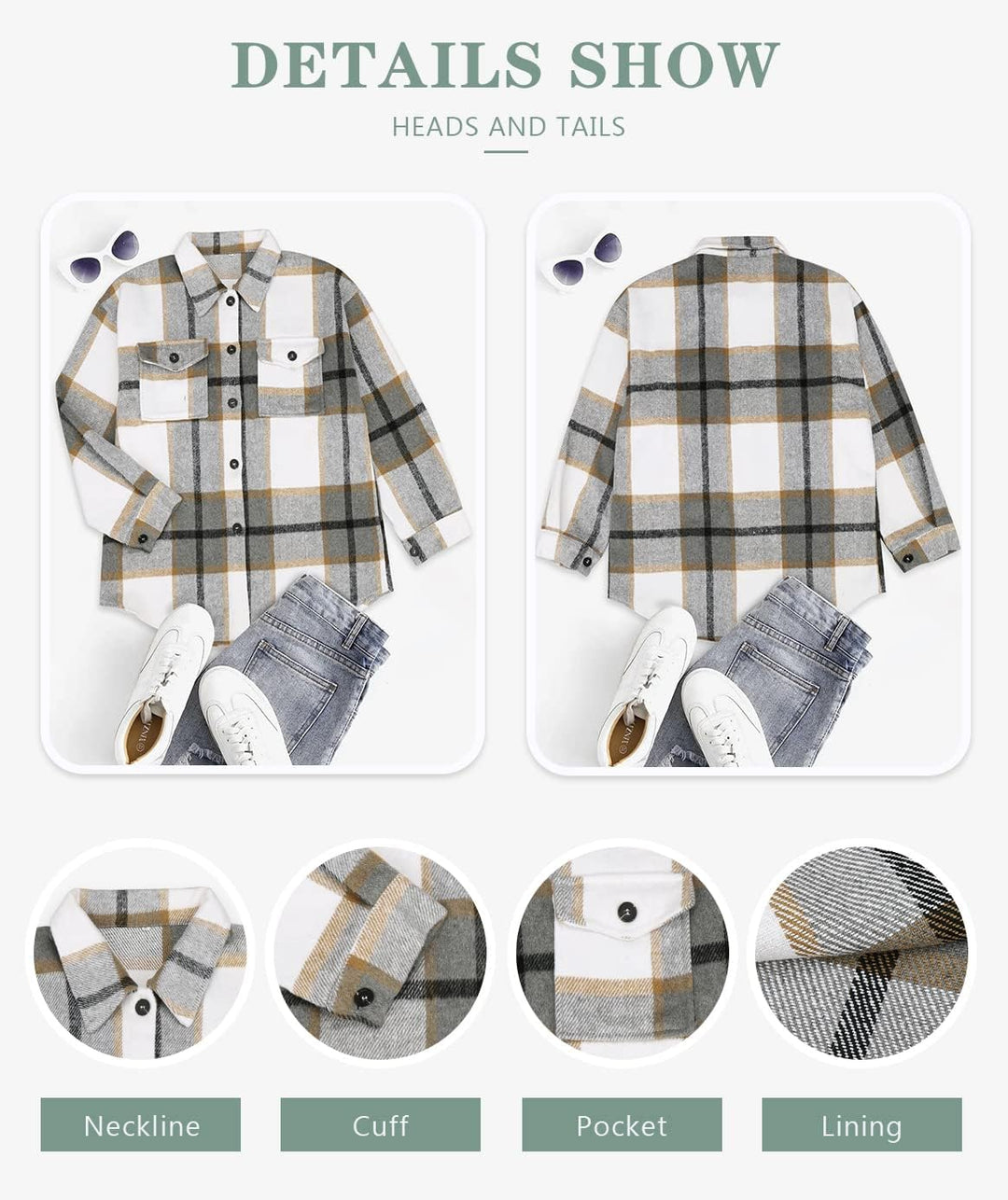 Izzie – Oversized Plaid Button-Up Shacket for Women