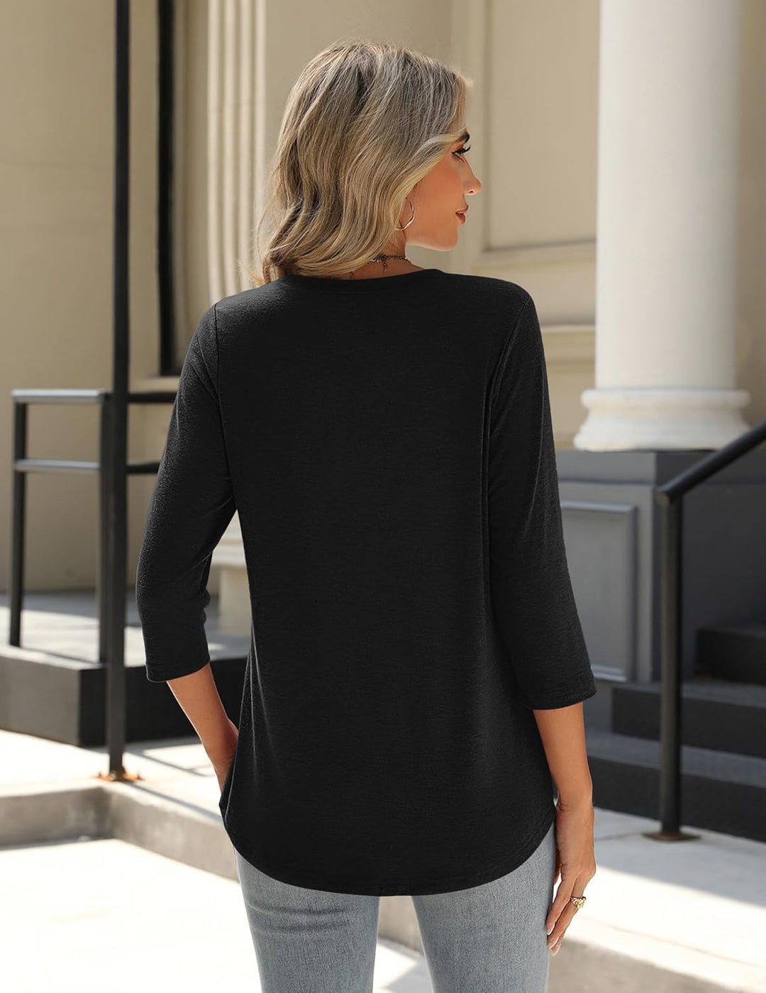 Princess – 3/4 Sleeve Floral Pleated Tunic Top for Women