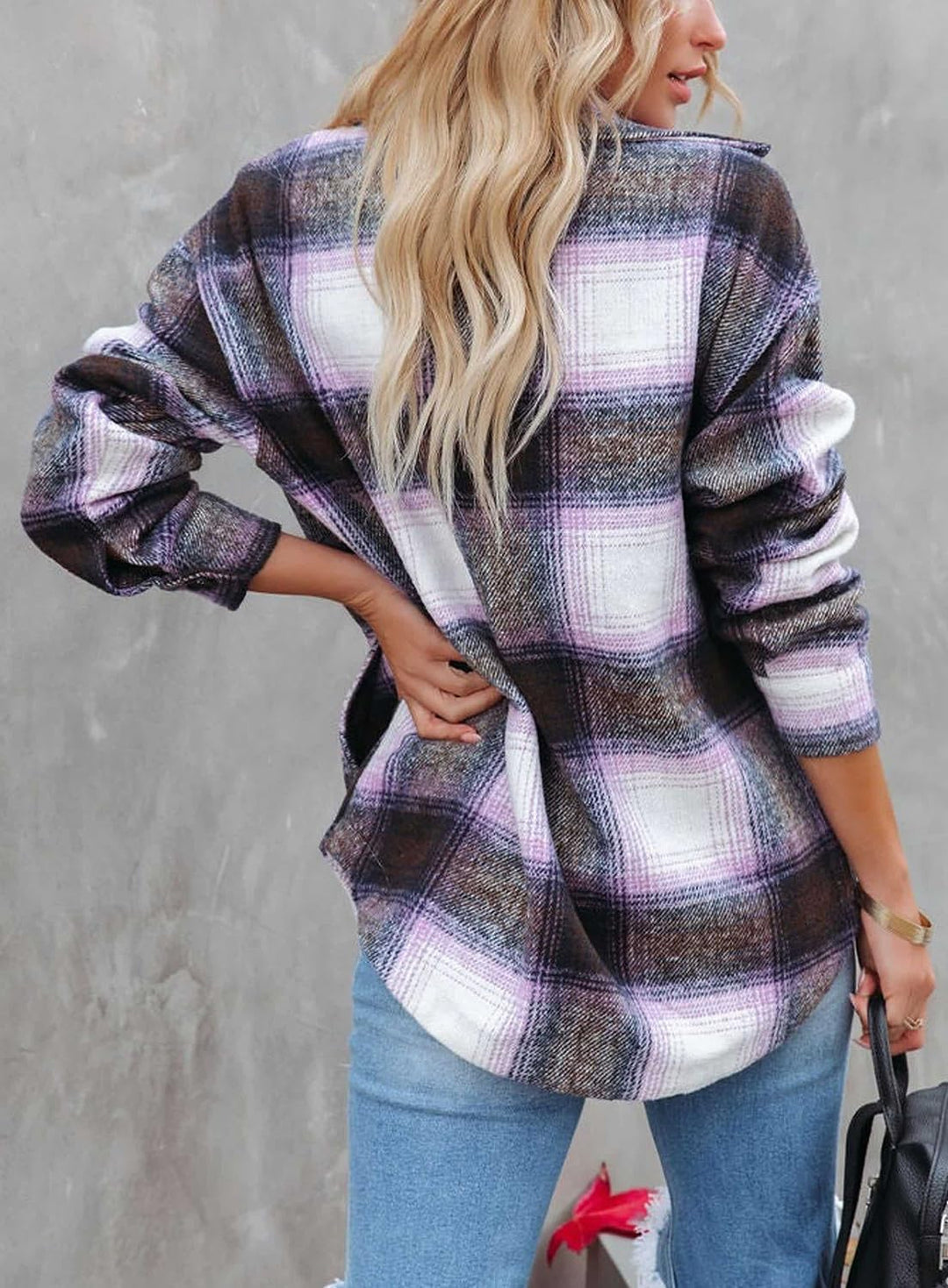 Izzie – Oversized Plaid Button-Up Shacket for Women