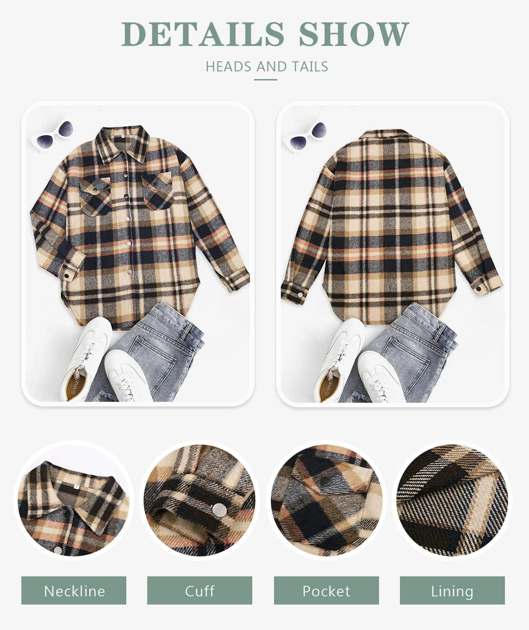 Izzie – Oversized Plaid Button-Up Shacket for Women
