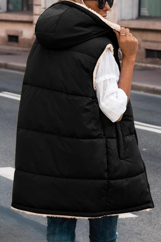 Kayleigh – Long Hooded Puffer Vest for Women