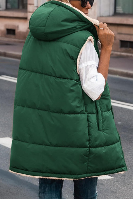 Kayleigh – Long Hooded Puffer Vest for Women