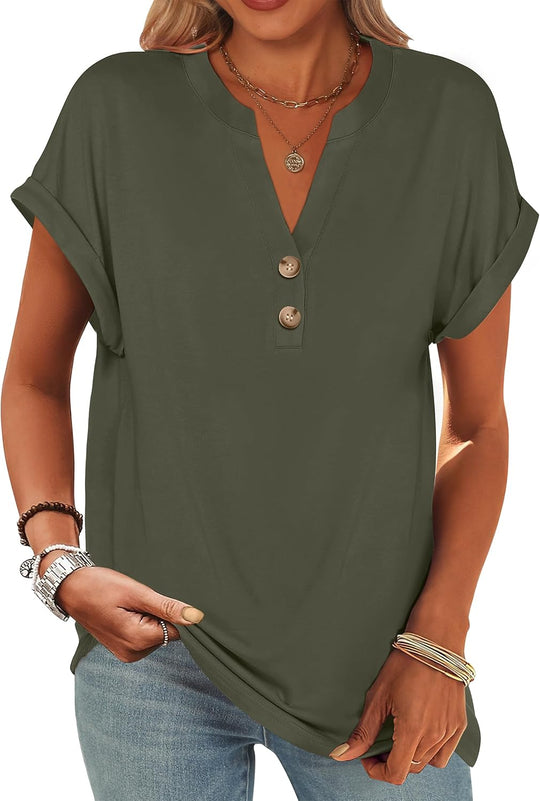 Tasha – Button-Down V-Neck Casual Top for Women