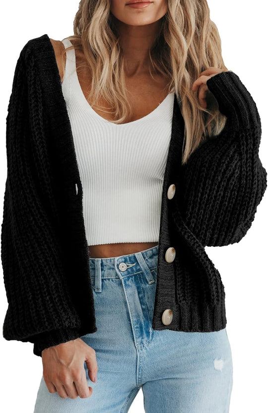 Chyler – Chunky Knit Button-Up Cardigan for Women