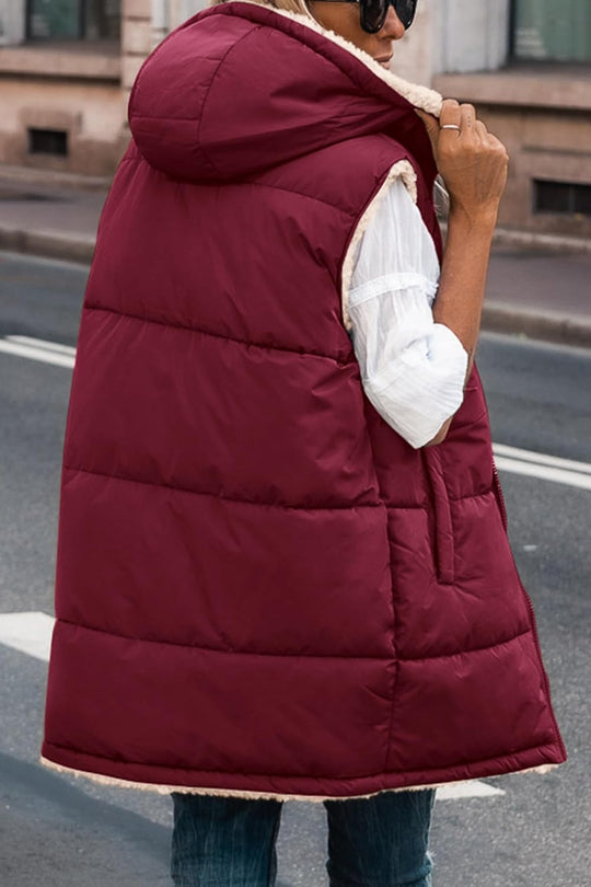 Kayleigh – Long Hooded Puffer Vest for Women