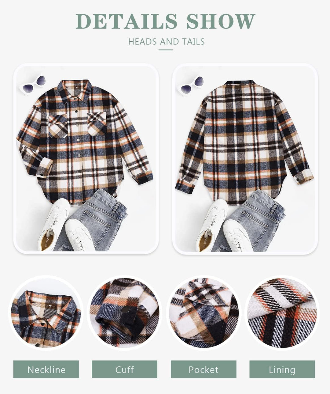 Izzie – Oversized Plaid Button-Up Shacket for Women