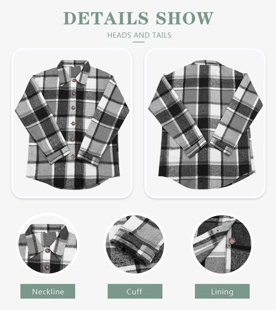 Izzie – Oversized Plaid Button-Up Shacket for Women