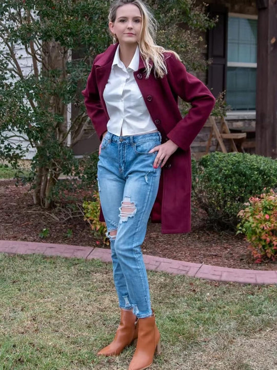 Miranda – Classic Long Wool-Blend Coat for Women