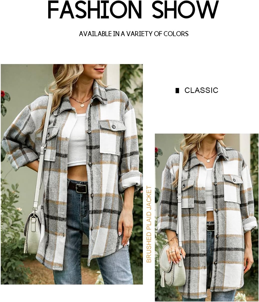 Izzie – Oversized Plaid Button-Up Shacket for Women
