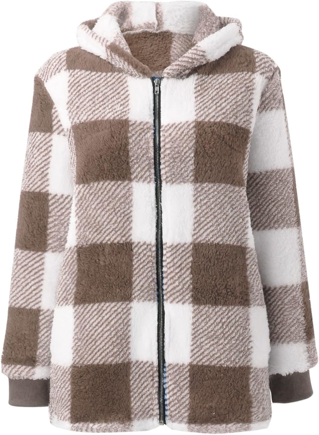 Charley – Plaid Hooded Sherpa Coat for Women