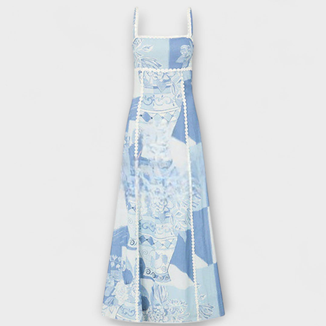 Lirienne – Flowing Maxi Dress with Straps and Patterned Texture