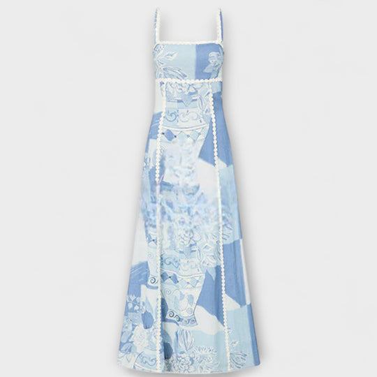 Lirienne – Flowing Maxi Dress with Straps and Patterned Texture
