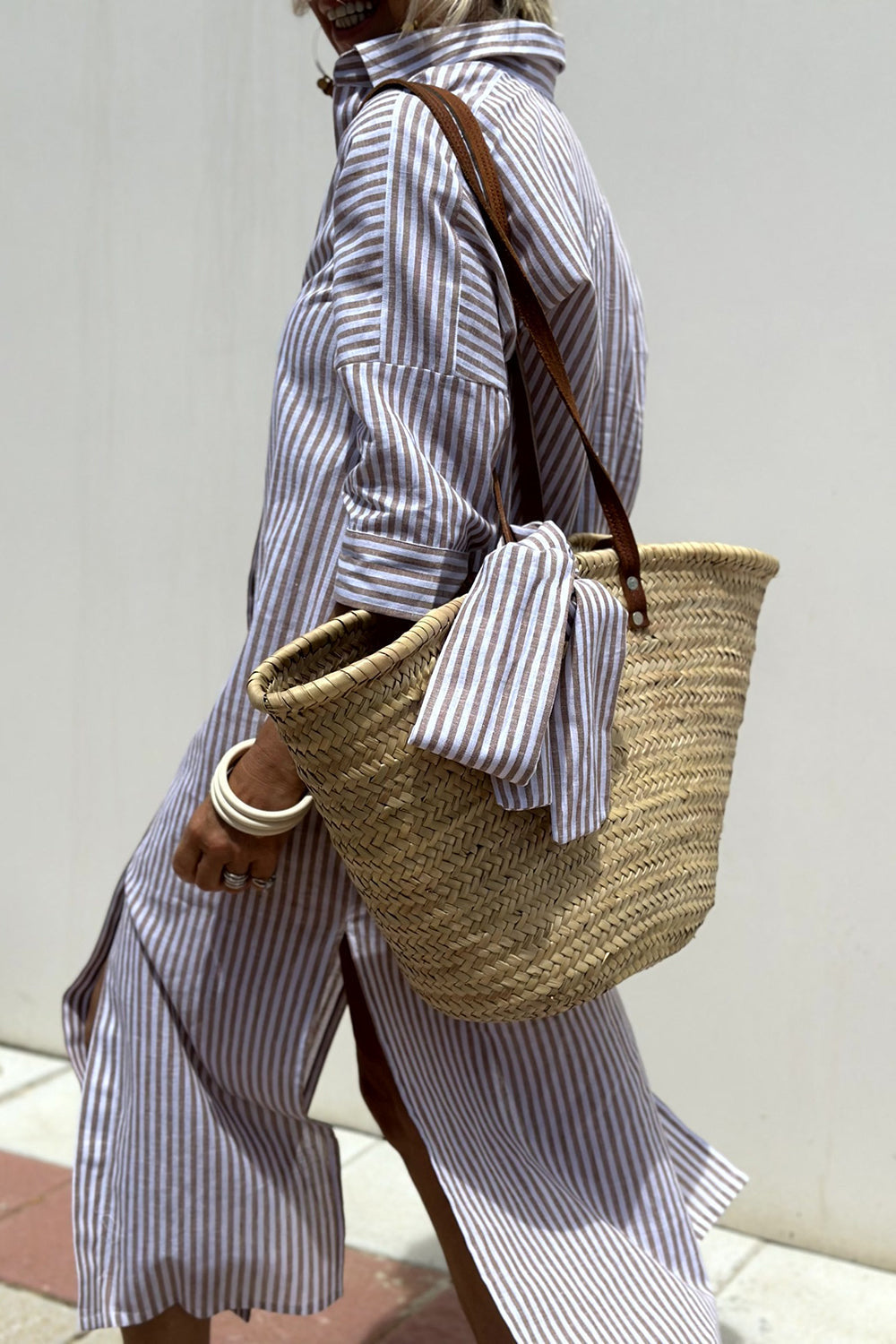 Rebecca – Striped Cotton Shirt Dress for Women