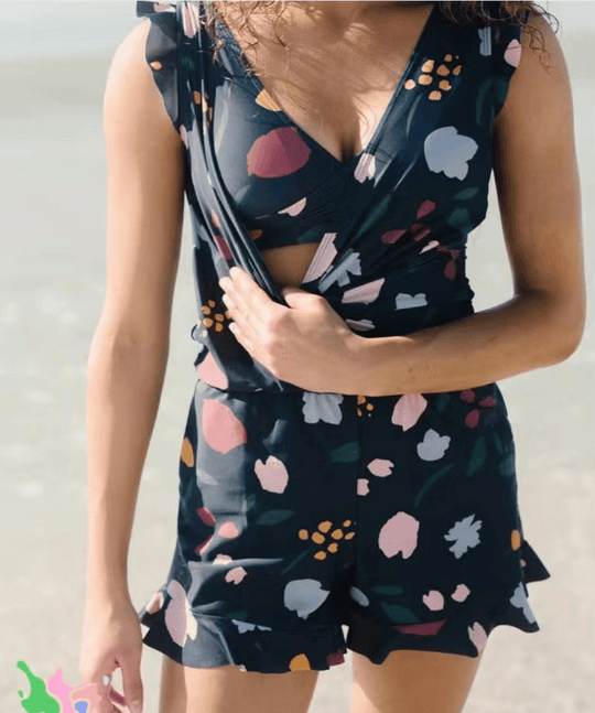 Lotta – Floral Wrap Ruffle Swim Romper